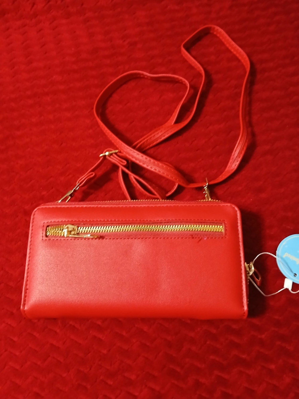 Red Pattern-Panel Crossbody Wallet with Adjustable Strap - Picture 2 of 5